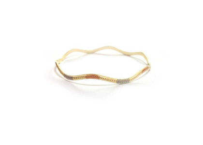 3 tone plated bangle with texture and zig zag shape